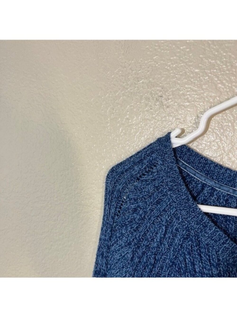 Sundance Catalog Sweater Womens XS Chunky Cozy Blue Knit Cotton Pullover NWOT - Picture 2 of 5